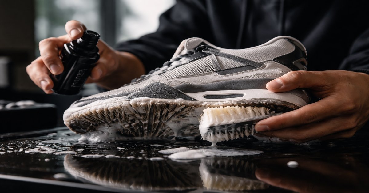 helios sneaker cleaner in use
