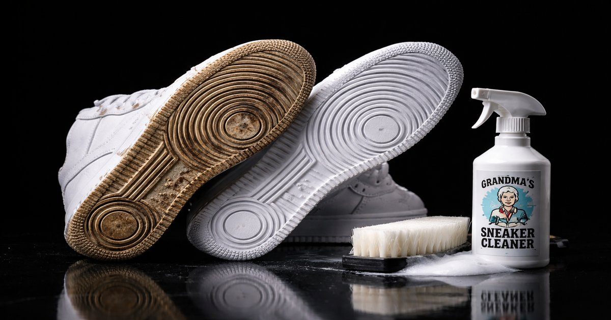 grandma's sneaker cleaner in use